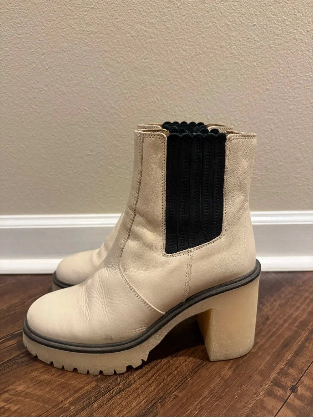 Free People Cream Chelsea Platform Lug Boots